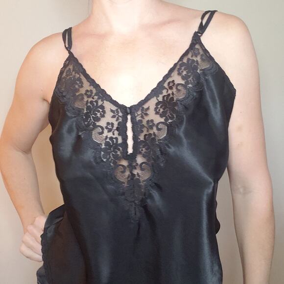 Vintage Union Tag Chantilly Maidenform Camisole Lingerie Lace Silky Black 36 - Picture 3 of 11